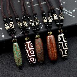 Doğal Akik Dzi Kolye - Tibet Muska ve Şifa Kolye