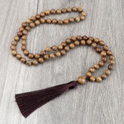 Ahşap Boncuklu Mala Kolye | 6/8 mm, Püsküllü ve Tibet Tarzı