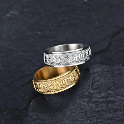 Tibetischer Mantra-Drehring – Edelstahl, Größen 6–12
