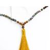 Mala in occhio di tigre naturale e onice | Collana da meditazione con 108 perle