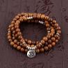 Bracciale Mala buddista tibetano - Perline di legno e ciondolo di loto
