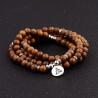 Bracciale Mala buddista tibetano - Perline di legno e ciondolo di loto