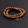 Bracciale Mala buddista tibetano - Perline di legno e ciondolo di loto
