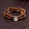 Bracciale Mala buddista tibetano - Perline di legno e ciondolo di loto