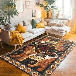 Tapis bohème vintage à motifs tigre et fleurs | Tapis de style marocain