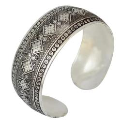 Boho Vintage Tibetan Silver Cuff Bracelet - Handcarved & Unique