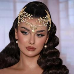 Funkelnder indischer Braut-Kopfschmuck | Zirkonia-Tiara & Stirnkette