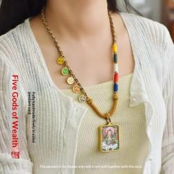 Collier de perles Dzi tibétaines | Amulette en corde de coton tissée à la main