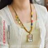 Collier de perles Dzi tibétaines | Amulette en corde de coton tissée à la main