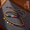 Collier de perles Dzi tibétaines | Amulette en corde de coton tissée à la main