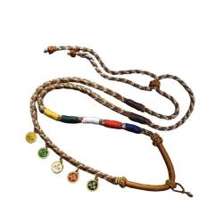 Collier de perles Dzi tibétaines | Amulette en corde de coton tissée à la main
