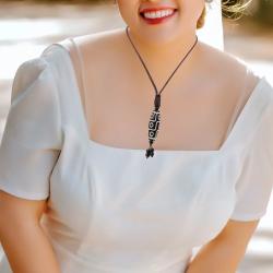 Tibetan Agate Dzi Bead Pendant Necklace - Blessing & Fortune
