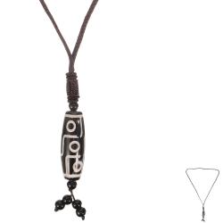 Tibetan Agate Dzi Bead Pendant Necklace - Blessing & Fortune