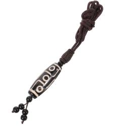 Tibetan Agate Dzi Bead Pendant Necklace - Blessing & Fortune