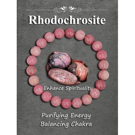 Bracelet en rhodochrosite : Bijou en cristal d'amour, d'équilibre et de guérison