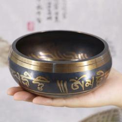 Bol chantant tibétain artisanal et son maillet - Méditation et yoga