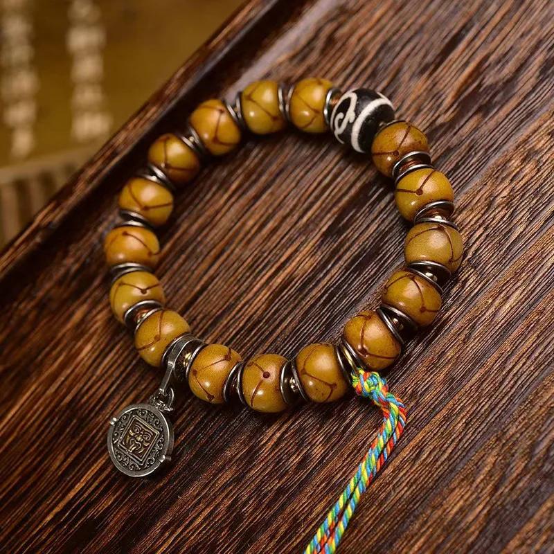 Bracciale con perline di riflusso in argento tibetano - Stile retrò e unico