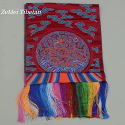 Auspicious Silk Hada: Tibetan 5-Color Dragon & Bat Embroidery