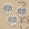 Ciondoli a forma di cuore e albero in argento antico per la creazione di gioielli fai da te (30 pezzi)