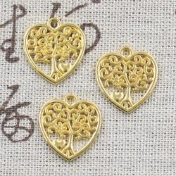Ciondoli a forma di cuore e albero in argento antico per la creazione di gioielli fai da te (30 pezzi)