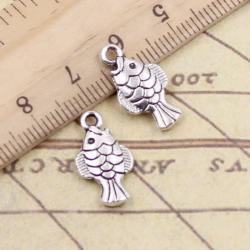Antique Bronze Silver Fish Charms (20 pcs) for Jewelry Making