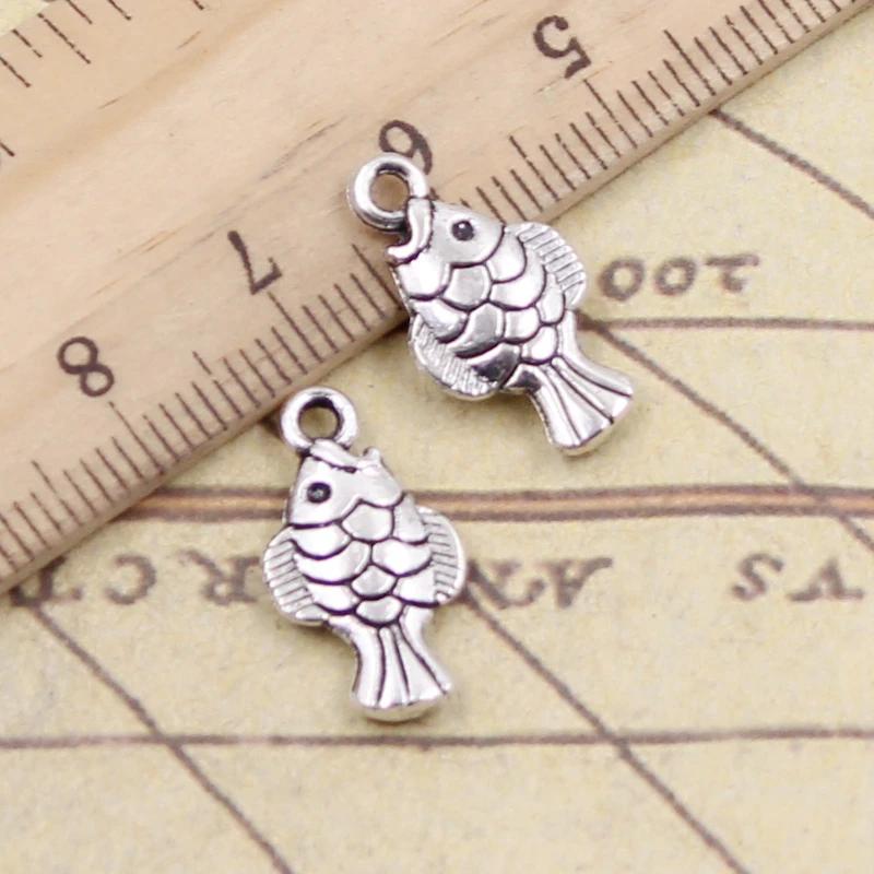 Antique Bronze Silver Fish Charms (20 pcs) for Jewelry Making