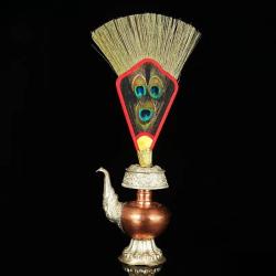 Tibetan Wamba Fan: Exotic Peacock Eye & Feather Decor