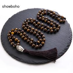 Collana Mala in Occhio di Tigre Naturale | Meditazione e Yoga