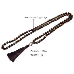 Natural Tiger Eye Mala Necklace | Meditation & Yoga