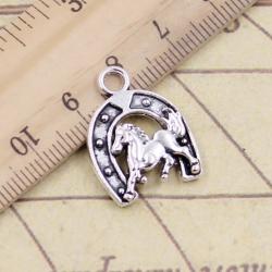 Breloques en argent tibétain représentant des chevaux et des fers à cheval (lot de 10) pour la création de bijoux
