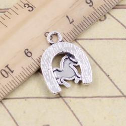 Breloques en argent tibétain représentant des chevaux et des fers à cheval (lot de 10) pour la création de bijoux