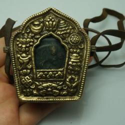 Handmade Brass Buddha Statue & Gawu Box Pendant | Tibetan Buddhist ...