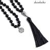 Collana Mala in agata nera opaca: gioielli per meditazione e yoga