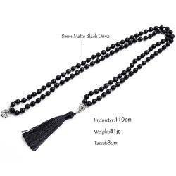 Collana Mala in agata nera opaca: gioielli per meditazione e yoga