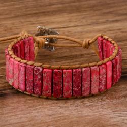 Bracelet en pierre naturelle et cuir | Bijou ajustable