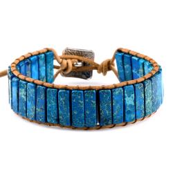 Bracelet en pierre naturelle et cuir | Bijou ajustable