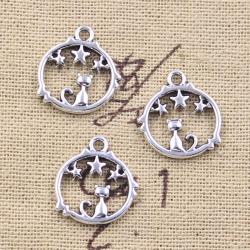 Antique Silver Star Cat Charms (20 Pcs) - DIY Jewelry Making