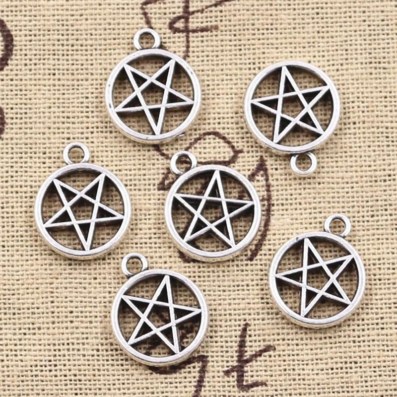 Breloques étoiles et pentagrammes en argent antique (lot de 50) - Bijoux à faire soi-même