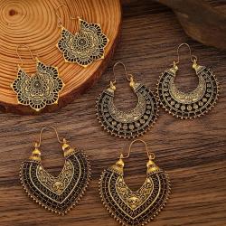 Boho Floral Hoop Earrings - Vintage & Unique Dangle Jewelry