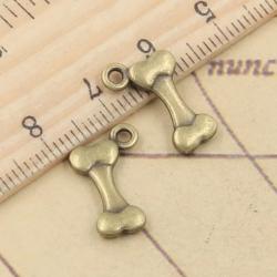 Breloques en forme d'os de chien antiques (lot de 20) - Bronze tibétain pour la création de bijoux