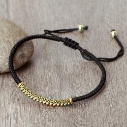 Tibetisches Glücksseilarmband – Handgefertigtes goldenes Perlenarmband