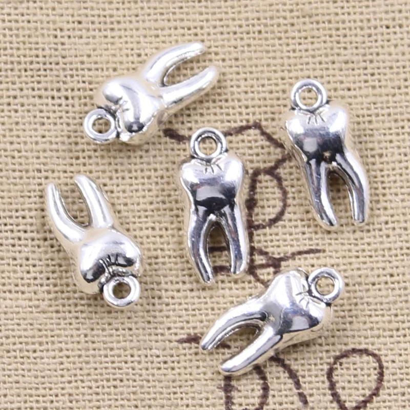 20pcs 3D Zombie Teeth Charms | Antique Bronze & Silver | DIY Jewelry