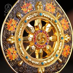 Tibet Pirinç Altın Çark - Otantik Tantrik Budist Dekorasyonu