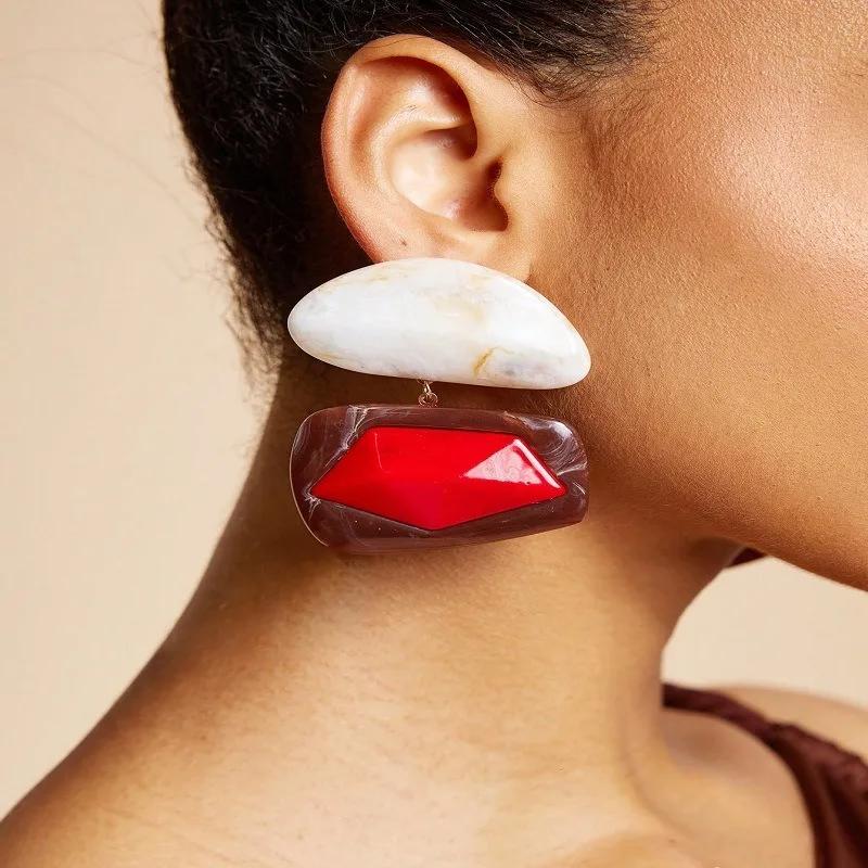 Resin Drop Earrings | Trendy Irregular Stone Dangle for Women