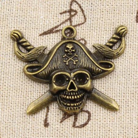Ciondoli con teschio e bandiera pirata - Bronzo tibetano vintage per gioielli fai da te