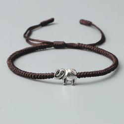 Tibetan Buddha Head Bracelets: Handmade, Rope & Elephant Pendant