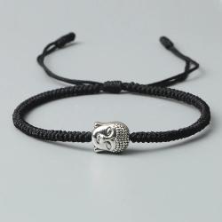 Tibetan Buddha Head Bracelets: Handmade, Rope & Elephant Pendant