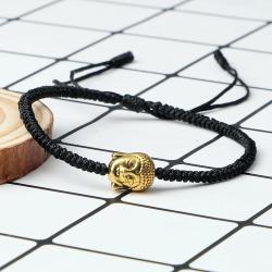Tibetan Buddha Head Bracelets: Handmade, Rope & Elephant Pendant