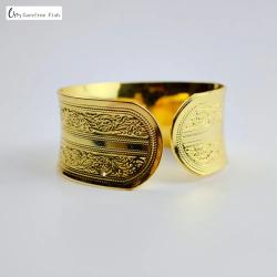 Bracelet manchette vintage en argent tibétain | Motifs floraux et animaliers