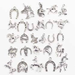 30 ciondoli in argento antico a forma di cavallo e unicorno per la creazione di gioielli